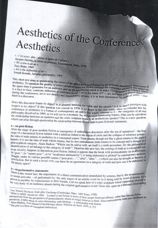 Aesthetics of the conference of aesthetics
